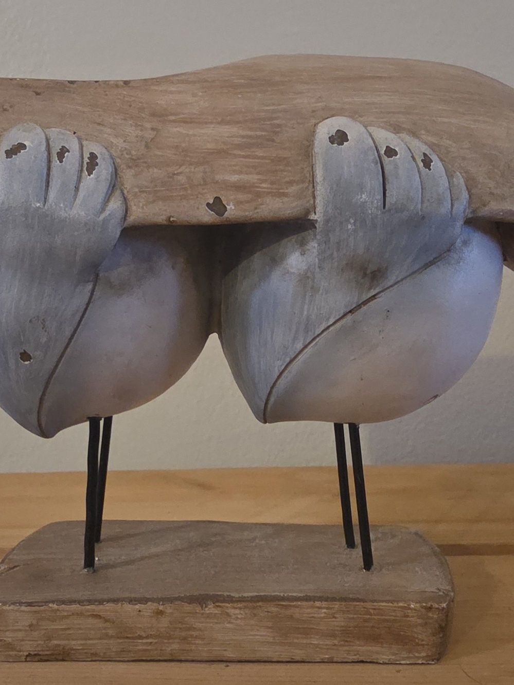 Handcrafted Two-Tone Wooden Sea Bird Sculpture - Gray & Natural Wood - Picture 6 of 6